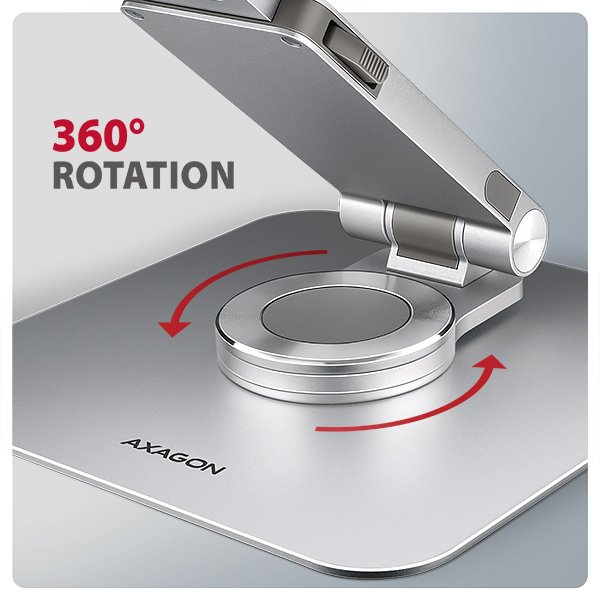 AXAGON STND-LR hliníkový stojan na notebook 10"-17.3" nastavitelná výška a úhel, otočný, šedý - obrázek č. 1