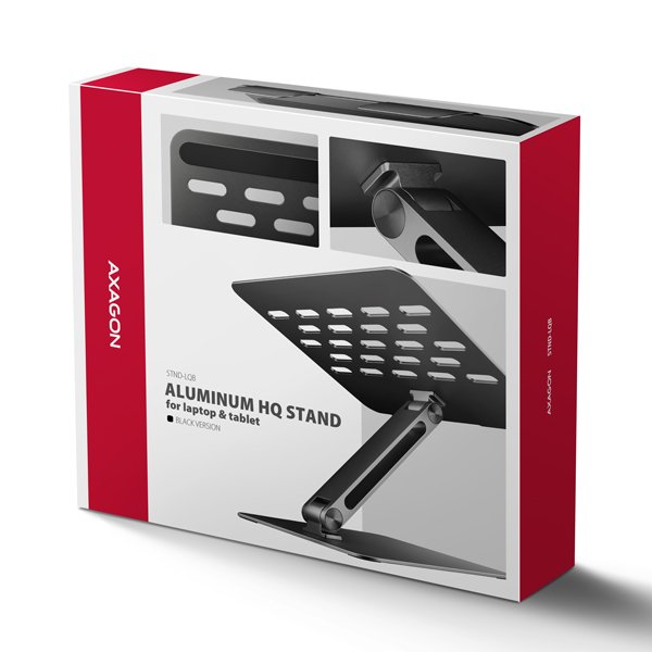 AXAGON STND-LQB hliníkový HQ stojan na notebook 10"-17.3" nastavitelná výška a úhel, černý - obrázek č. 9