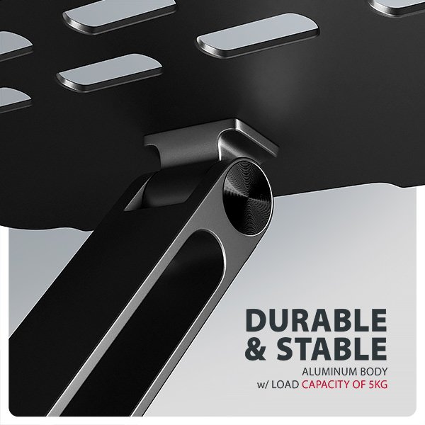 AXAGON STND-LQB hliníkový HQ stojan na notebook 10"-17.3" nastavitelná výška a úhel, černý - obrázek č. 7