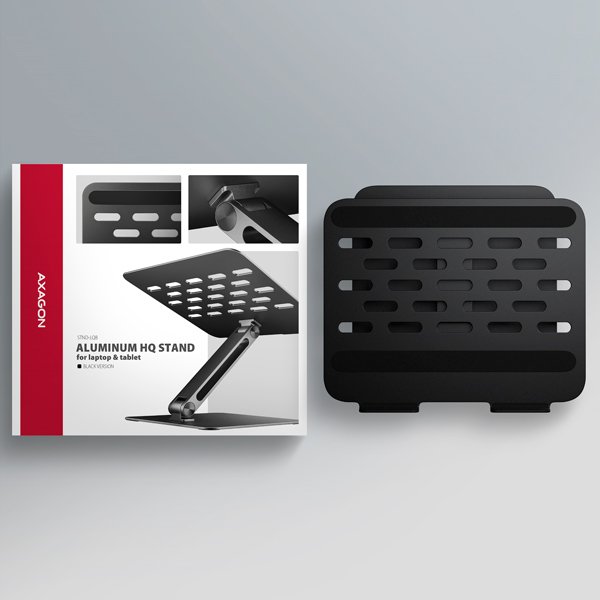 AXAGON STND-LQB hliníkový HQ stojan na notebook 10"-17.3" nastavitelná výška a úhel, černý - obrázek č. 8
