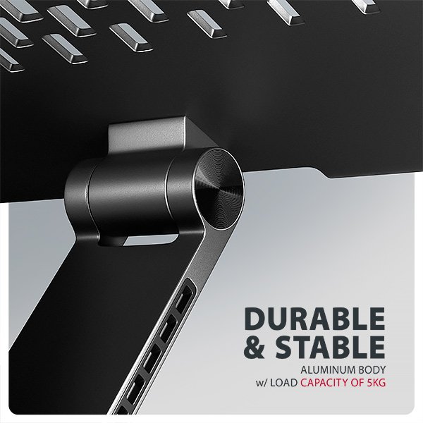 AXAGON STND-LRB hliníkový stojan na notebook 10"-17.3" nastavitelná výška a úhel, otočný, černý - obrázek č. 11