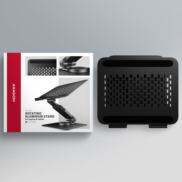 AXAGON STND-LRB hliníkový stojan na notebook 10"-17.3" nastavitelná výška a úhel, otočný, černý - obrázek č. 2