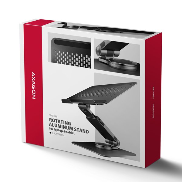 AXAGON STND-LRB hliníkový stojan na notebook 10"-17.3" nastavitelná výška a úhel, otočný, černý - obrázek č. 3