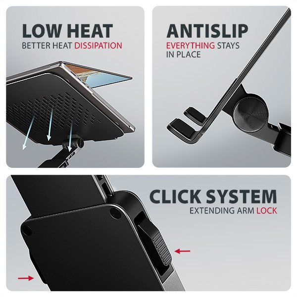 AXAGON STND-LRB hliníkový stojan na notebook 10"-17.3" nastavitelná výška a úhel, otočný, černý - obrázek č. 6