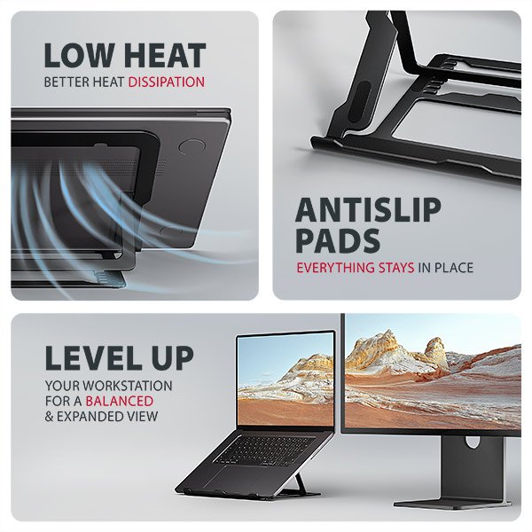 AXAGON STND-LAB hliníkový stojan na notebook 10"-17.3" nastavitelná výška, černý - obrázek č. 2