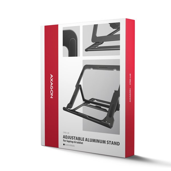 AXAGON STND-LAB hliníkový stojan na notebook 10"-17.3" nastavitelná výška, černý - obrázek č. 9