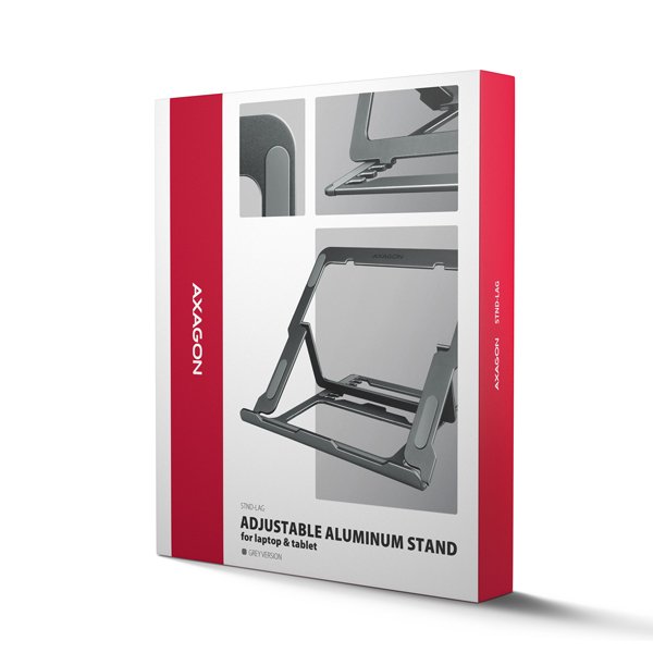 AXAGON STND-LAG hliníkový stojan na notebook 10"-17.3" nastavitelná výška, šedý - obrázek č. 9