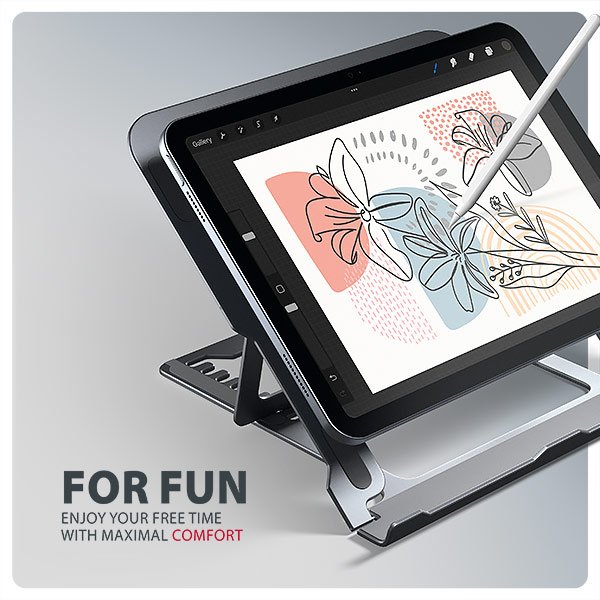 AXAGON STND-LAG hliníkový stojan na notebook 10"-17.3" nastavitelná výška, šedý - obrázek č. 5