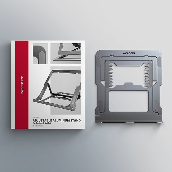 AXAGON STND-LAG hliníkový stojan na notebook 10"-17.3" nastavitelná výška, šedý - obrázek č. 8