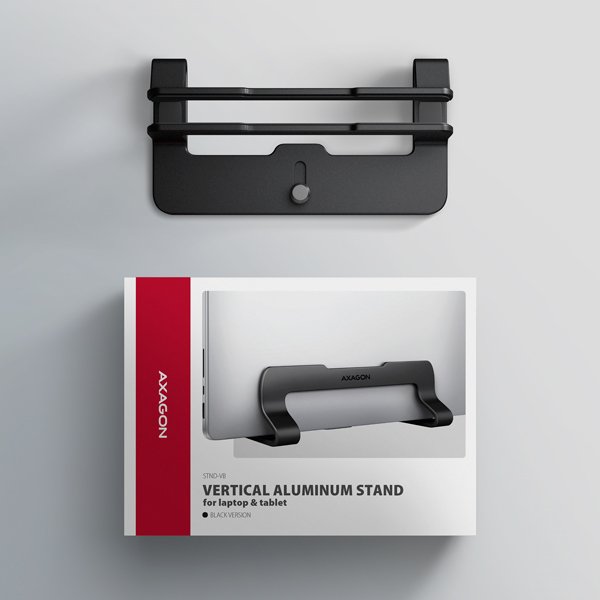 AXAGON STND-VB vertikální hliníkový stojan na notebook 10"-17.3" nastavitelný rozestup, černý - obrázek č. 6
