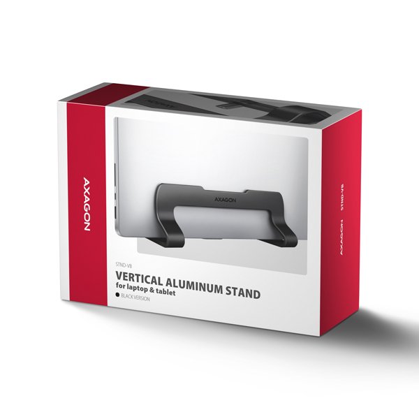 AXAGON STND-VB vertikální hliníkový stojan na notebook 10"-17.3" nastavitelný rozestup, černý - obrázek č. 7