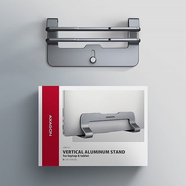 AXAGON STND-VG vertikální hliníkový stojan na notebook 10"-17.3" nastavitelný rozestup, šedý - obrázek č. 6