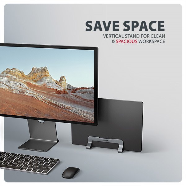 AXAGON STND-VG vertikální hliníkový stojan na notebook 10"-17.3" nastavitelný rozestup, šedý - obrázek č. 4