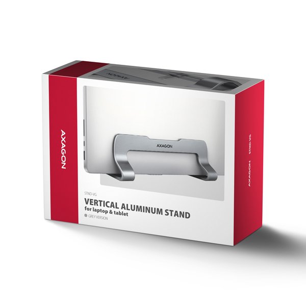 AXAGON STND-VG vertikální hliníkový stojan na notebook 10"-17.3" nastavitelný rozestup, šedý - obrázek č. 7