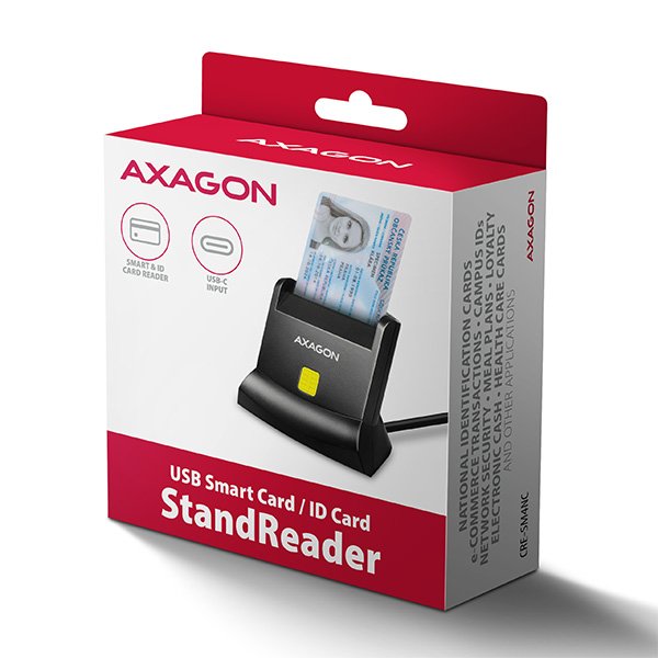 AXAGON CRE-SM4NC, USB-C čtečka kontaktních karet Smart Card (eObčanka), stojánková, kabel 1,2 m - obrázek č. 5
