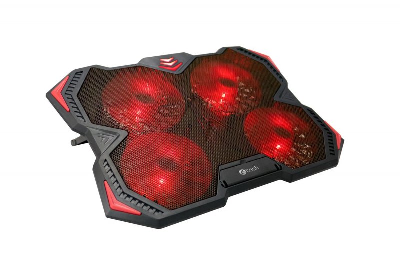 Chladící podložka C-TECH Zefyros (GCP-01R), casual gaming, 17,3", červené podsvícení, regulace otáče - obrázek produktu