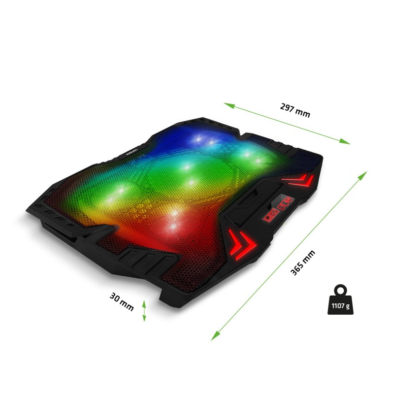 EVOLVEO Ania 5RGB, chladicí podložka pro notebook, 5x ventilátor, RGB podsvícení - obrázek č. 1