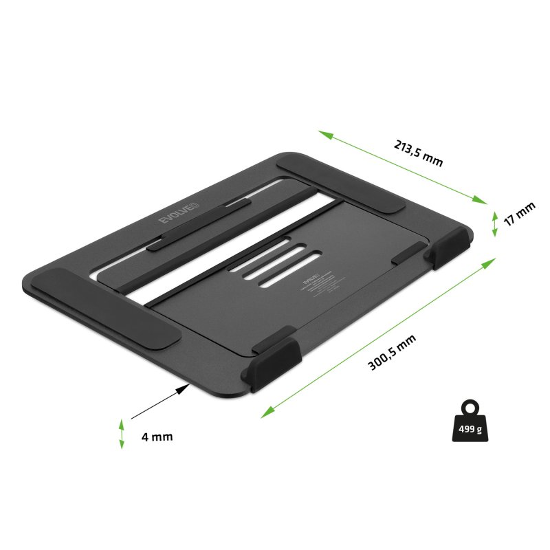 EVOLVEO TopLift, hliníkový podstavec pod notebook, černý - obrázek č. 1