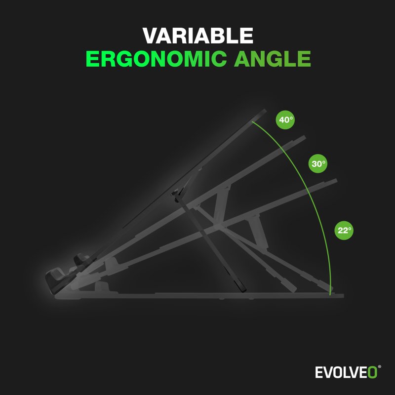EVOLVEO TopLift, hliníkový podstavec pod notebook, černý - obrázek č. 3