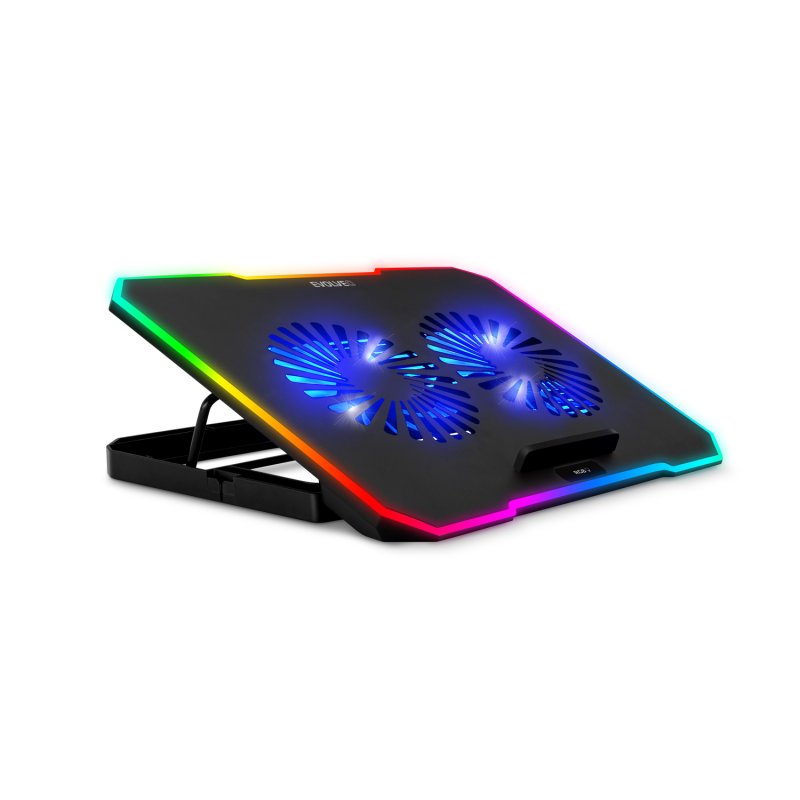 EVOLVEO CoolPro, chladící podložka pod notebook, 2x ventilátor, RGB podsvícení, černá - obrázek č. 3