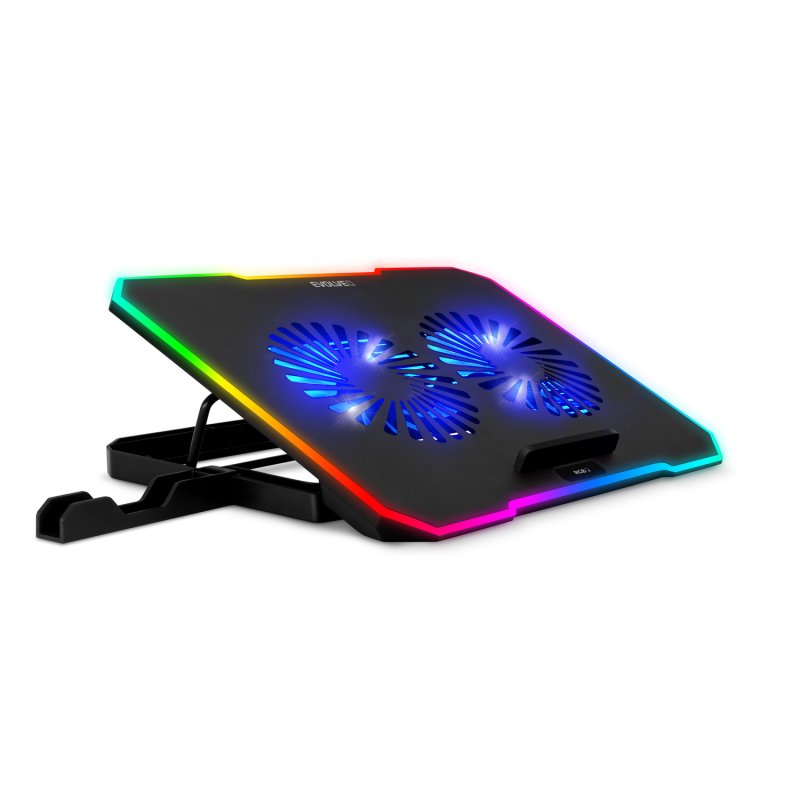 EVOLVEO CoolPro, chladící podložka pod notebook, 2x ventilátor, RGB podsvícení, černá - obrázek č. 4
