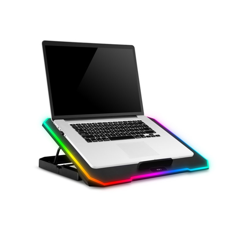 EVOLVEO CoolPro, chladící podložka pod notebook, 2x ventilátor, RGB podsvícení, černá - obrázek č. 5