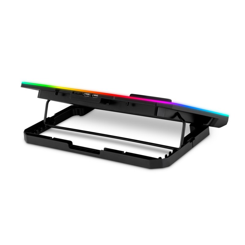 EVOLVEO CoolPro, chladící podložka pod notebook, 2x ventilátor, RGB podsvícení, černá - obrázek č. 6