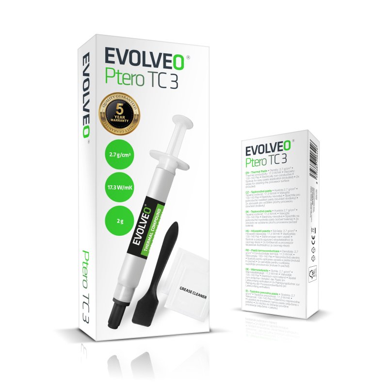 EVOLVEO Ptero TC3, teplovodivá pasta, 17,3W / mK, záruka 5 let, 2 g - obrázek č. 2