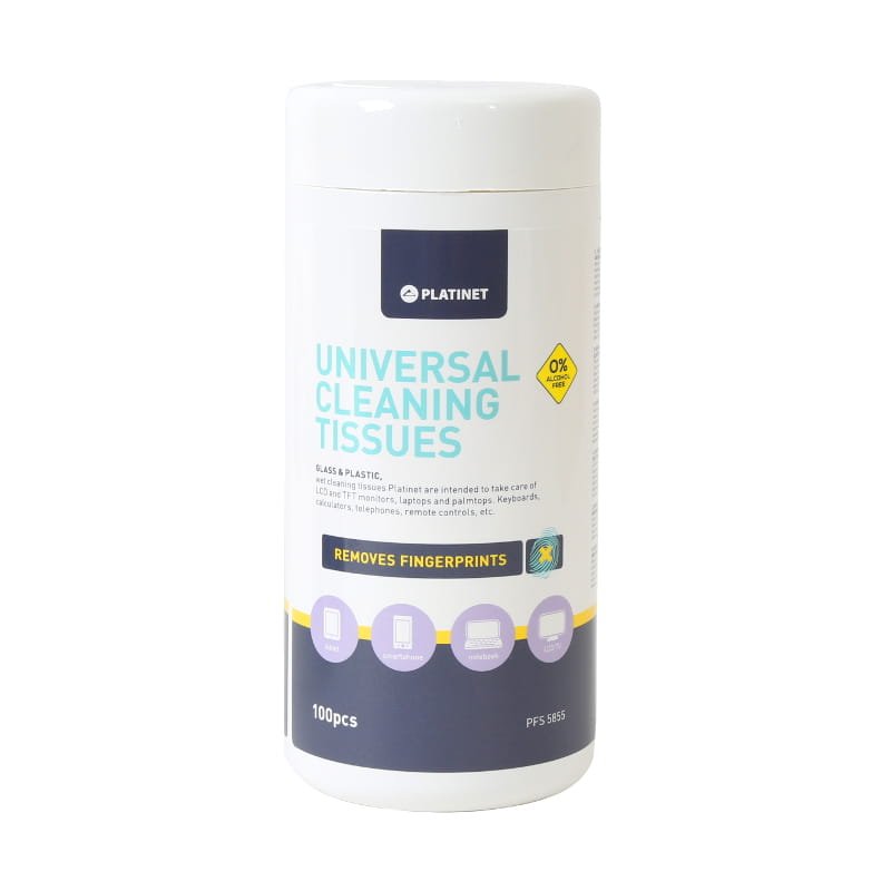 Platinet PFS5855 vlhčené čistící ubrousky na sklo a plasty 100 ks - obrázek produktu