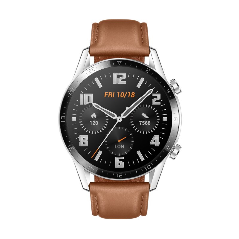 Huawei Watch GT 2/ Silver/ Elegant Band/ Brown - obrázek č. 1