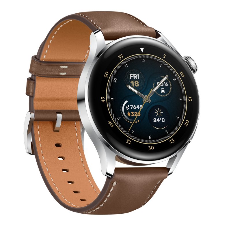 Huawei Watch 3/ Silver/ Elegant Band/ Brown - obrázek č. 1
