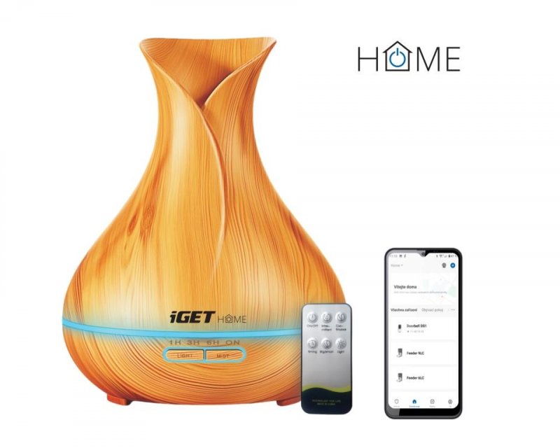 iGET HOME Aroma Diffuser AD500 - chytrý aromadifuzér, barevné LED podsvícení, aplikace, ovladač - obrázek produktu