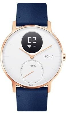 Nokia Steel HR (36mm) Rose Gold w/  Blue Leather + Grey Silicone wristband - obrázek produktu