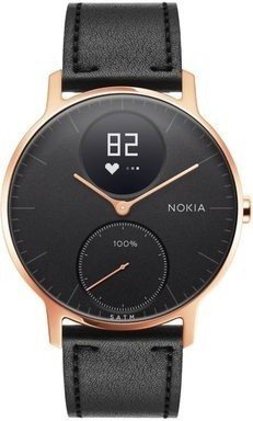 Nokia Steel HR (36mm) Rose Gold w/  Black Leather + Black Silicone wristband - obrázek produktu