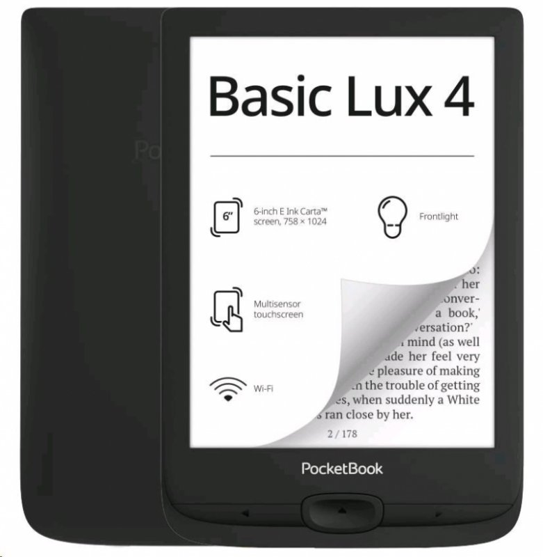 E-book POCKETBOOK 618 Basic Lux 4 Ink Black, černý - obrázek produktu