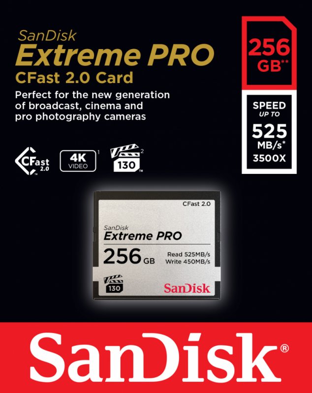 SanDisk Extreme Pro CFAST 256GB 525MB/ s - obrázek č. 1