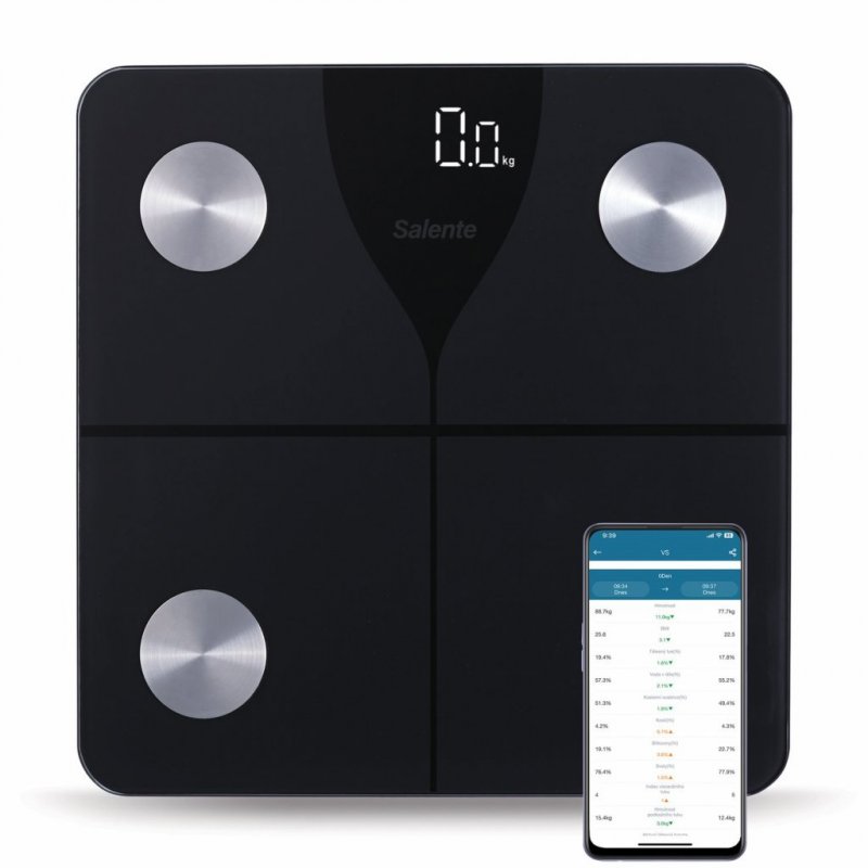 Salente SlimFit, osobní diagnostická fitness váha, Bluetooth, černá - obrázek produktu