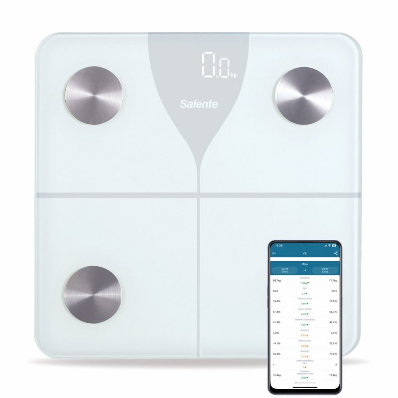 Salente SlimFit, osobní diagnostická fitness váha, Bluetooth, bílá - obrázek produktu