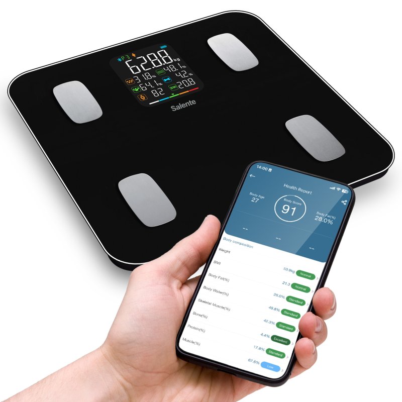 Salente MaxFit, chytrá osobní diagnostická fitness váha, Bluetooth, černá - obrázek č. 6