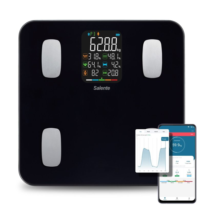 Salente MaxFit, chytrá osobní diagnostická fitness váha, Bluetooth, černá - obrázek produktu