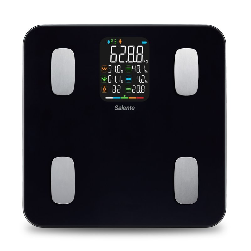 Salente MaxFit, chytrá osobní diagnostická fitness váha, Bluetooth, černá - obrázek č. 4