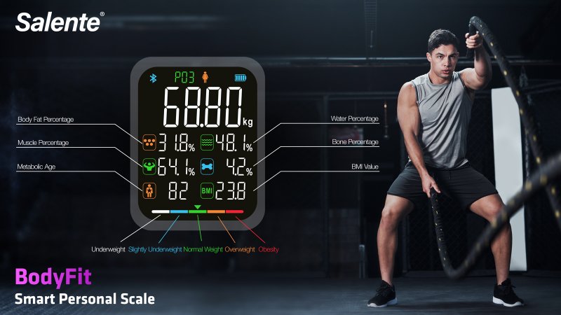 Salente BodyFit, chytrá osobní diagnostická fitness váha, Bluetooth, černá - obrázek č. 8