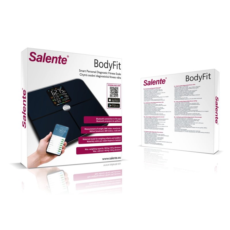 Salente BodyFit, chytrá osobní diagnostická fitness váha, Bluetooth, černá - obrázek č. 1