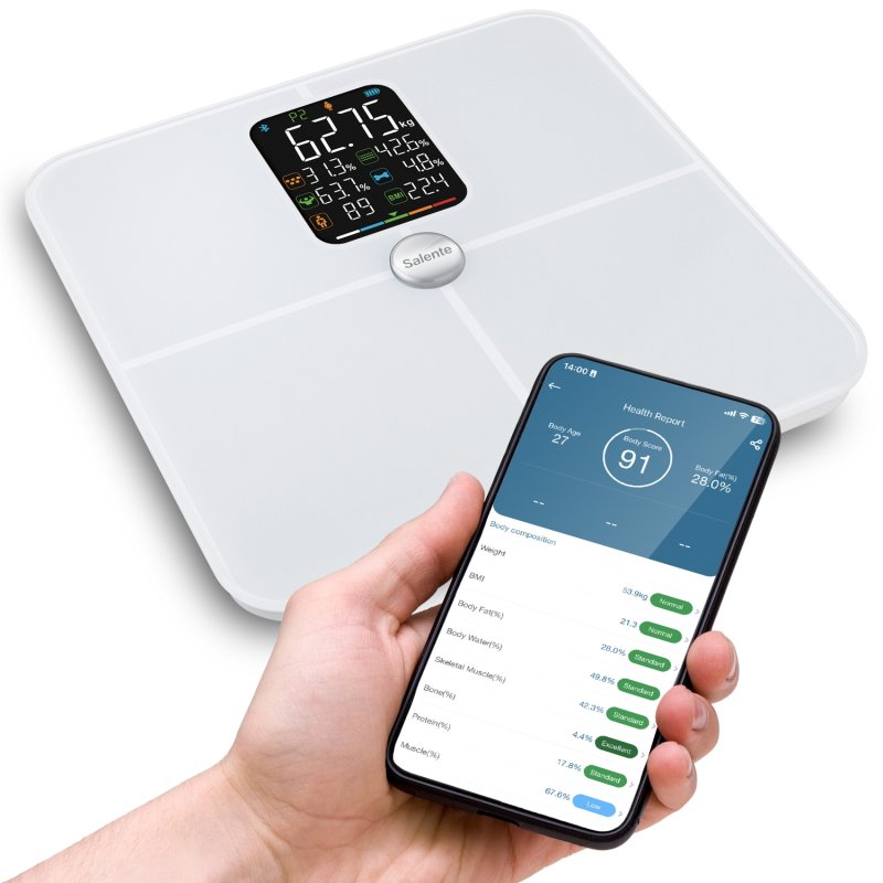 Salente BodyFit, chytrá osobní diagnostická fitness váha, Bluetooth, bílá - obrázek č. 5
