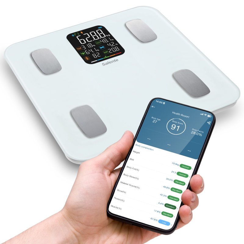 Salente MaxFit, chytrá osobní diagnostická fitness váha, Bluetooth, bílá - obrázek č. 6