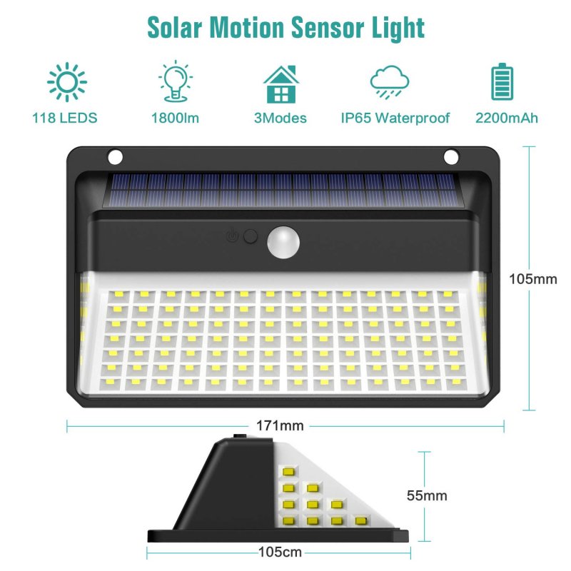 Venkovní solární LED světlo s pohybovým senzorem D118 - obrázek produktu