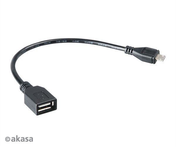 AKASA - USB kabel OTG - mikro USBna USB - 15 cm - obrázek produktu