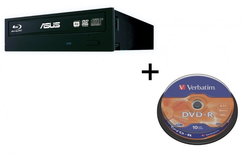BUNDLE ASUS BW-16D1HT BLACK interní BD-RW + soft new + Verbatim DVD-R 10cake - obrázek produktu