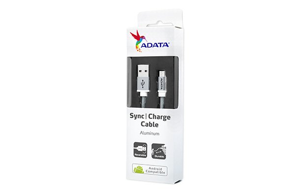 ADATA Micro USB kabel pletený 1m stříbrný - obrázek č. 2