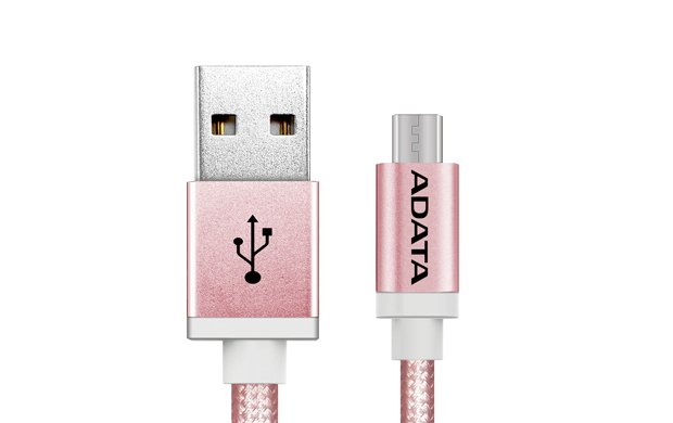 ADATA Micro USB kabel pletený 1m růžový - obrázek produktu